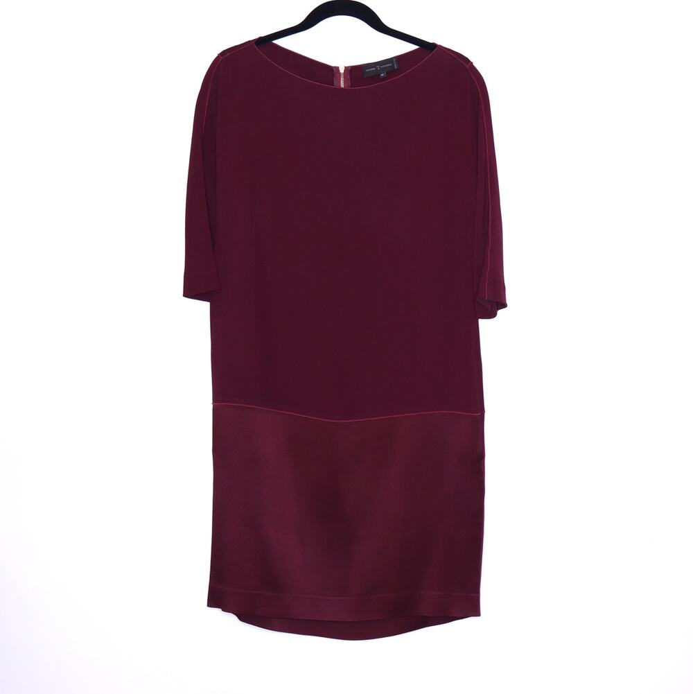 JENNIFER TATTANELLI Panel Shift Dress Burgundy Half Sleeves Women's 40/ US 8